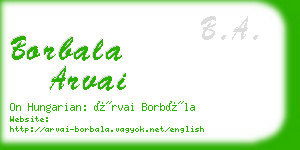 borbala arvai business card